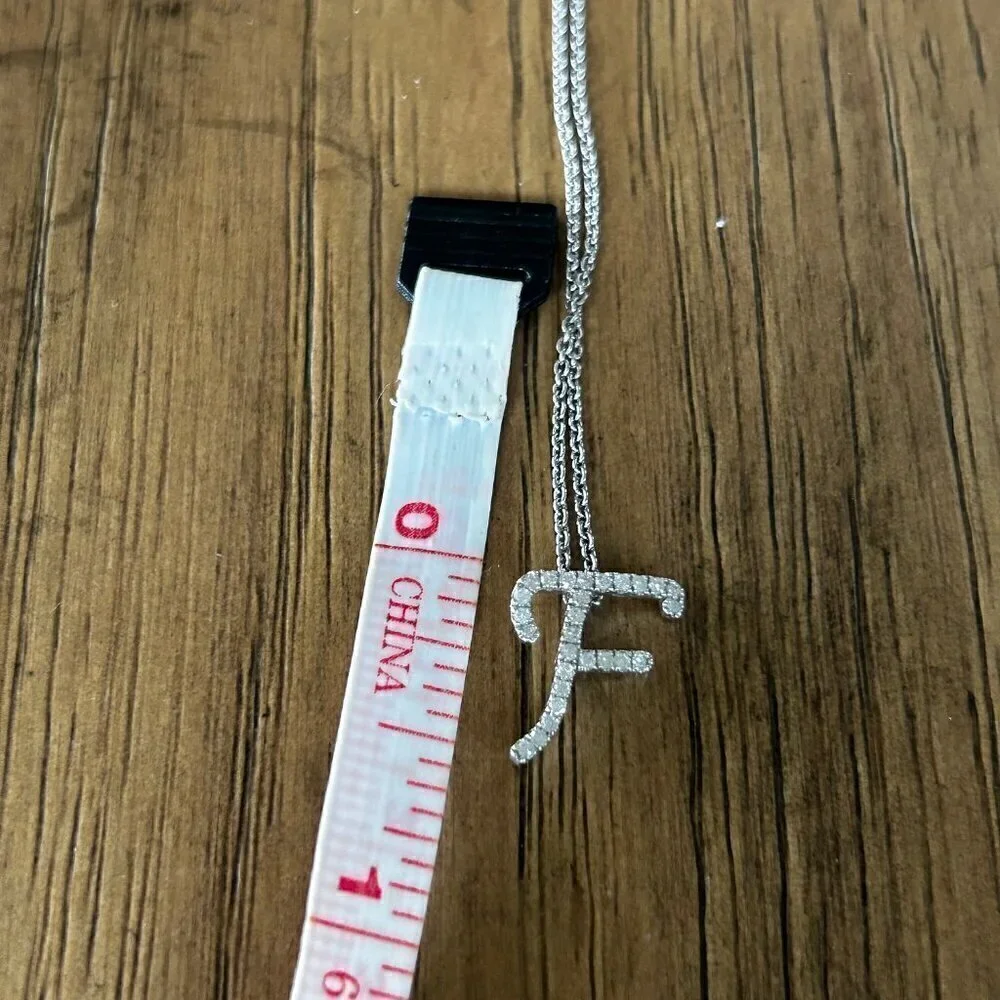 Colleen Lopez Sterling Silver .11 ctw GENUINE Diamond INITIAL Necklace F nwt